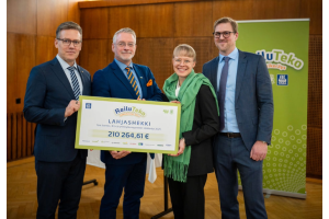 Reilu Teko -säkkikeräyksen tuotto kirjoitettuna lahjashekkiin