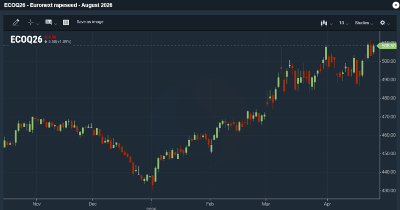 Euronext-rapsifutuurin (elokuu -26) viimeaikainen kehitys